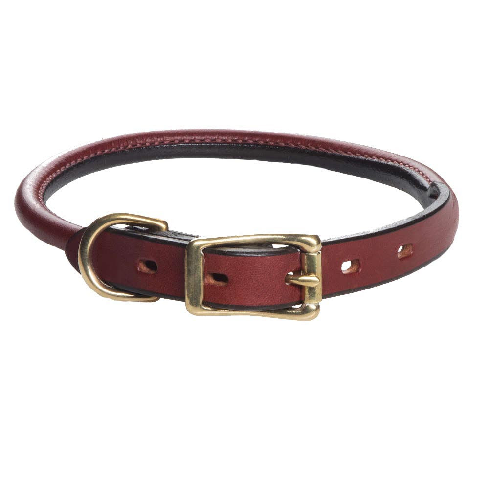 Dog Leashes Leather Dog Collars Near Me Leather Rolled Collar Chestnut
